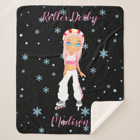 Roller Derby Personalized Sherpa Blanket Sherpa Deken (Voorkant)