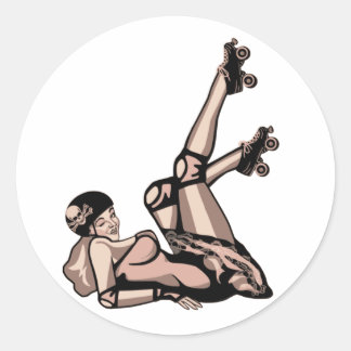 Roller Derby Pin Up Diva Ronde Sticker
