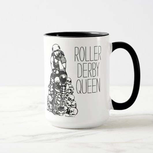 Roller Derby Queen Black Handle Coffee Mok (Rechts)