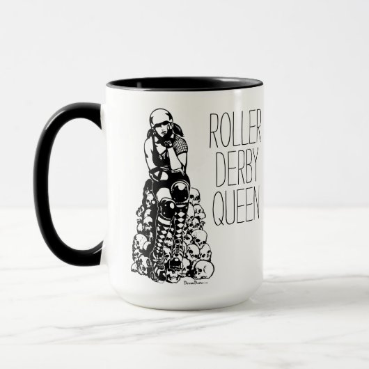 Roller Derby Queen Black Handle Coffee Mok (Links)