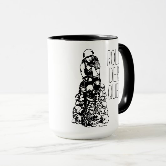 Roller Derby Queen Black Handle Coffee Mok (Voorkant rechts)