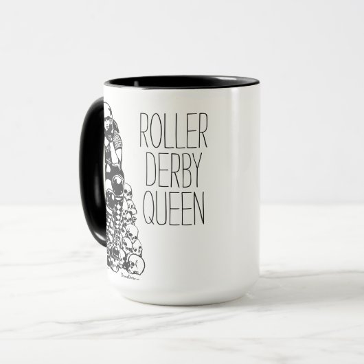 Roller Derby Queen Black Handle Coffee Mok (Voorkant links)