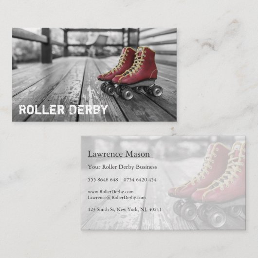 Roller Derby, Rollerskates, Foto-Visitekaartje Visitekaartje (Voorkant / Achterkant)