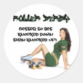 Roller Derby... Ronde Sticker (Voorkant)