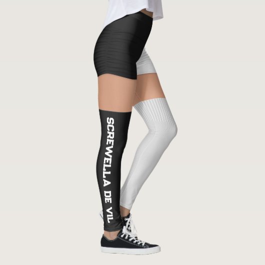 Roller Derby Rood Wit Booty Shorts Sokken Naam Leggings (Rechts)