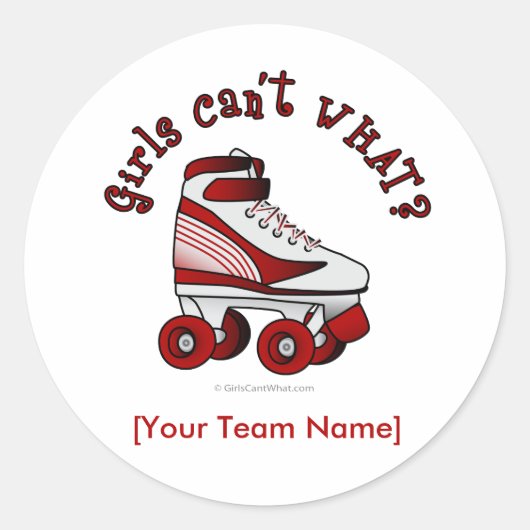 Roller Derby Schaats - Rood Ronde Sticker (Voorkant)