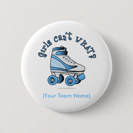 Roller Derby Schaats - Sky Blue Ronde Button 5,7 Cm (Voorkant)