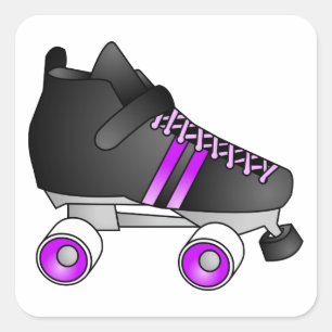 Roller Derby Schaatsen Black en Paars Vierkante Sticker