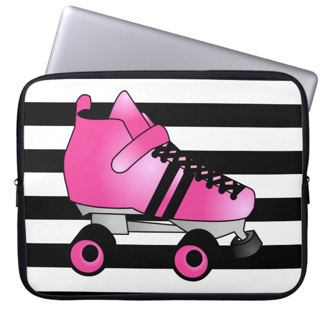 Roller Derby Schaatsen Pink en Black Laptop Sleeve (Voorkant)