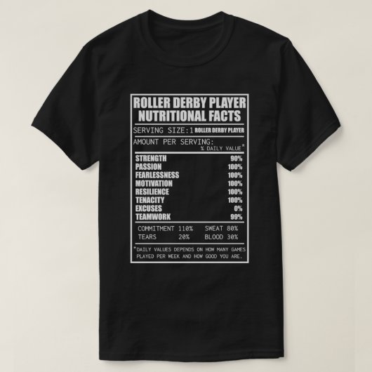Roller Derby Shirten Roller Nutritional Facts Vint T-shirt (Design voorkant)