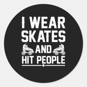 Roller Derby Skater Draag Schaatsen Hit People Ronde Sticker