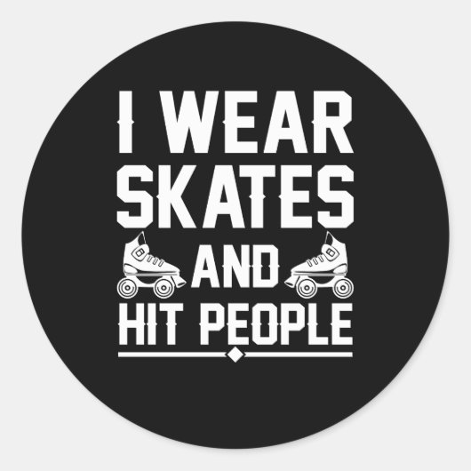 Roller Derby Skater Draag Schaatsen Hit People Ronde Sticker (Voorkant)