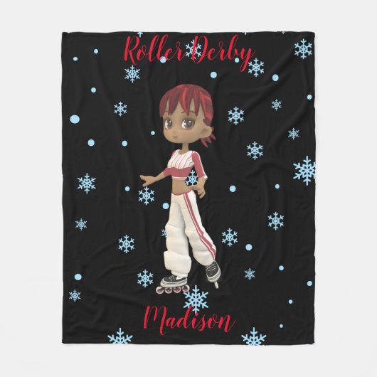 Roller Derby Snowflake Fleece Deken (Voorkant)