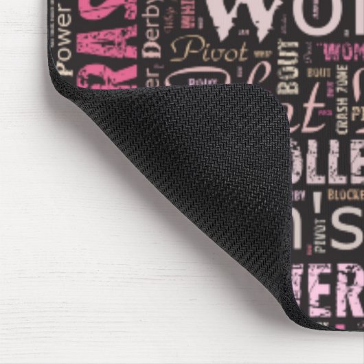 Roller Derby Text Collage voor vrouwen Muismat (Hoek)