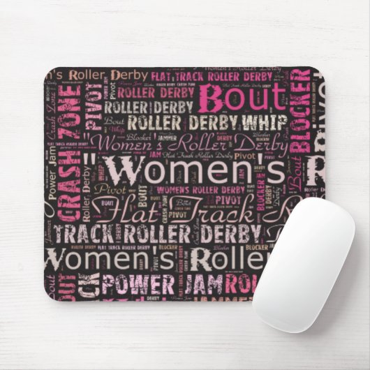 Roller Derby Text Collage voor vrouwen Muismat (Met muis)