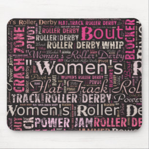Roller Derby Text Collage voor vrouwen Muismat