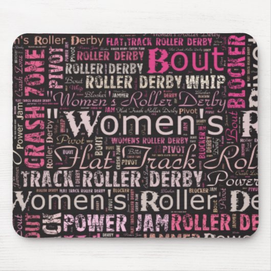 Roller Derby Text Collage voor vrouwen Muismat (Voorkant)