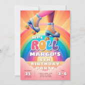 Roller Disco Rainbow verjaardagsfeest Kaart (Voorkant)