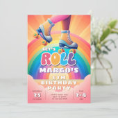 Roller Disco Rainbow verjaardagsfeest Kaart (Staand voorkant)