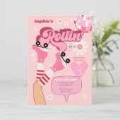 Roller Disco Verjaardagsfeest Roller Schaats Kaart (Staand voorkant)