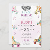 Roller Disco Verjaardagsfeest Uitnodiging Roller S (Voorkant)