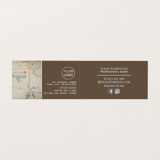 Roller en gebak, bakkerijen, banketbakkerswinkel,  visitekaartje (Binnenkant ongevouwen)