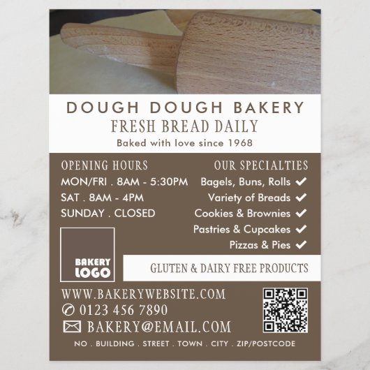 Roller en Gebak, Bakkers, Bakkerij Winkel Adverten Flyer (Voorkant)