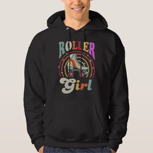 Roller Girl Retro Roller Derby Roller Skating Roll Hoodie (Voorkant)