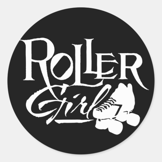Roller Girl, Roller Derby Ronde Sticker (Voorkant)