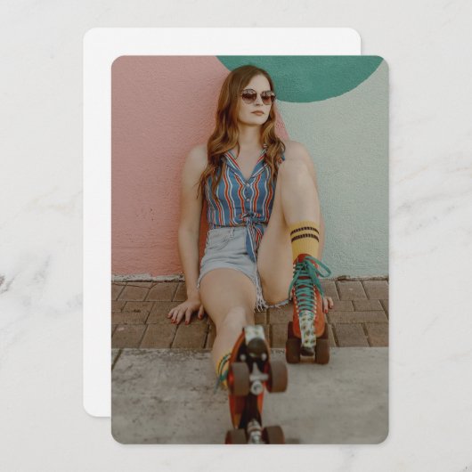 Roller Girl - Roller Skating   Bedankkaart (Voorkant / Achterkant)