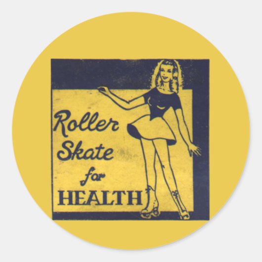 Roller Girl Ronde Sticker (Voorkant)