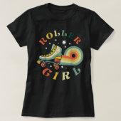 Roller Girl Skater Retro  70s 80s Schaatsen T T-shirt (Design voorkant)
