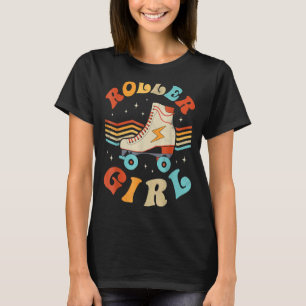 Roller Girl Skater Skating Retro  70s 80s S T-shirt