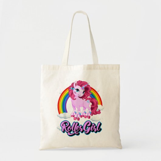 Roller Girl  Skating Unicorn 2197 70s 80s Tote Bag (Voorkant)