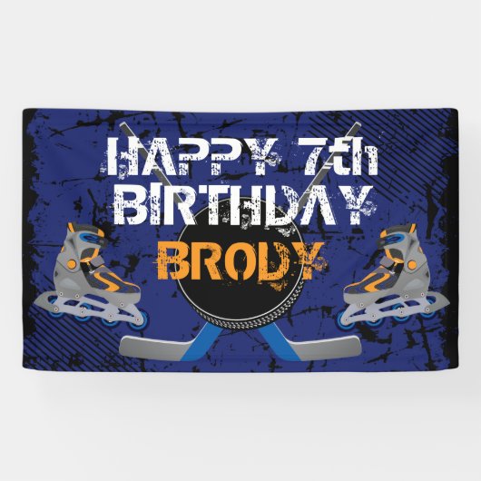 Roller Hockey Birthday Spandoek (Horizontaal)