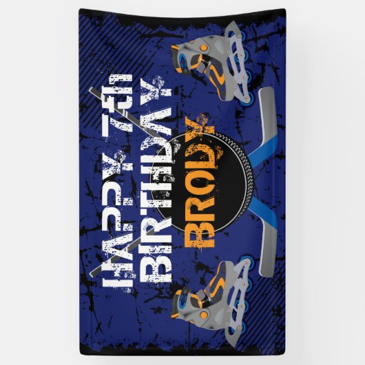 Roller Hockey Birthday Spandoek (Verticaal)