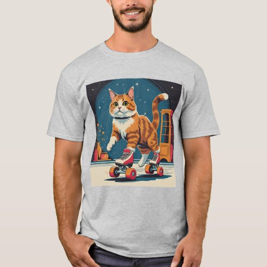 Roller Kat Schaats Night T-shirt (Voorkant)