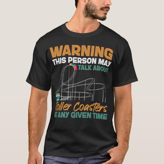 Roller Onderzetter Amusement Park Waarschuwing dez T-shirt (Voorkant)