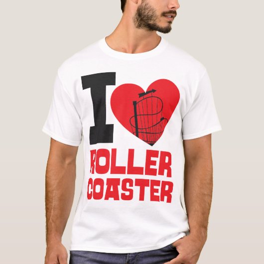 Roller Onderzetter pretpark Ik hou van Roller T-shirt (Voorkant)
