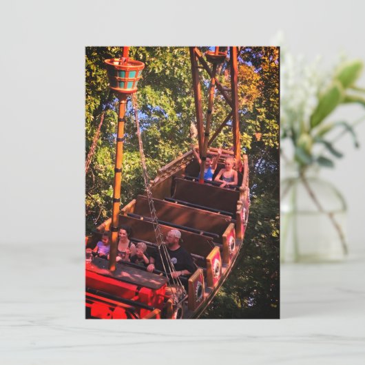 Roller Onderzetter pretpark verjaardagsuitnodiging Kaart (Staand voorkant)