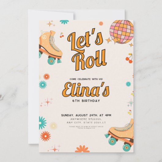 Roller Rink Retro Verjaardag Kaart (Voorkant)