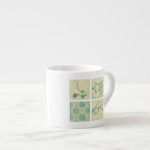 Roller Rink Woodblock Tekening door Chariklia Zarr Espresso Kop (Voorkant rechts)