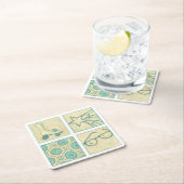 Roller Rink Woodblock Tekening door Chariklia Zarr Kartonnen Onderzetters (Insitu)