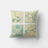 Roller Rink Woodblock Tekening door Chariklia Zarr Kussen (Voorkant)