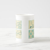 Roller Rink Woodblock Tekening door Chariklia Zarr Porselein Kop (Voorkant)