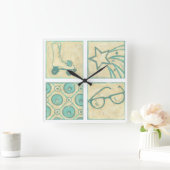 Roller Rink Woodblock Tekening door Chariklia Zarr Vierkante Klok (Huis)