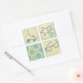 Roller Rink Woodblock Tekening door Chariklia Zarr Vierkante Sticker (Envelop)