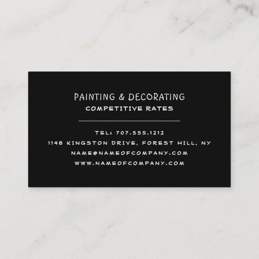 Roller rode verf, schilder en decorator visitekaartje (Achterkant)