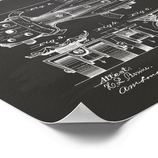 Roller Schaats 1879 Patent Art Chalkboard Poster (Hoek)