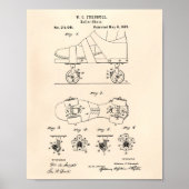 Roller Schaats 1879 Patent Art Old Peper Poster (Voorkant)